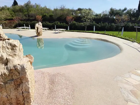 A Naturi pool with natural steps